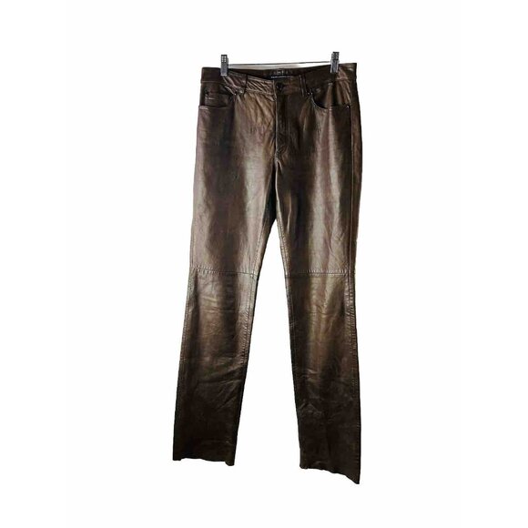 VTG 90s Ralph Lauren Brown Leather Mid Rise Pants